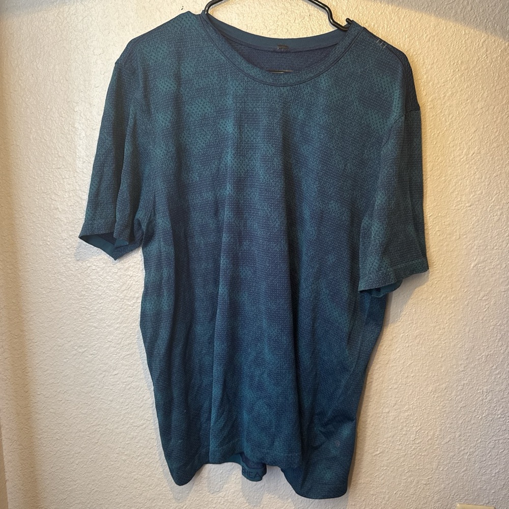 Men's Short Sleeve mesh Crew Neck Shirt - Teal Blue